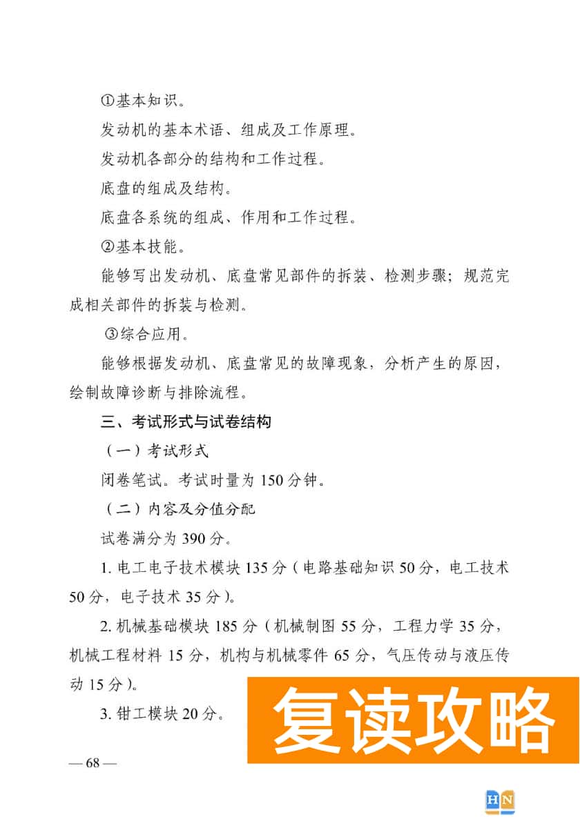 湖南对口高考机电必背知识  2022湖南对口招生机电类专业考试基本要求