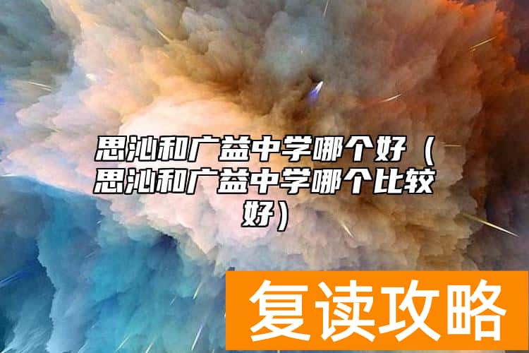 思沁和广益中学哪个好（思沁和广益中学哪个比较好）