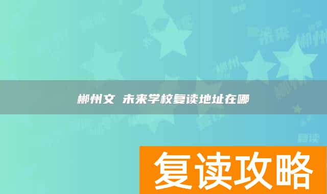 郴州文珺未来学校复读地址在哪