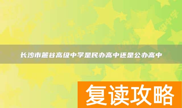 长沙市麓谷高级中学是民办高中还是公办高中