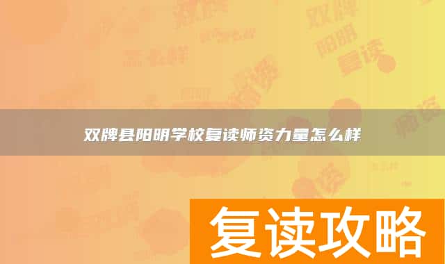 双牌县阳明学校复读师资力量怎么样