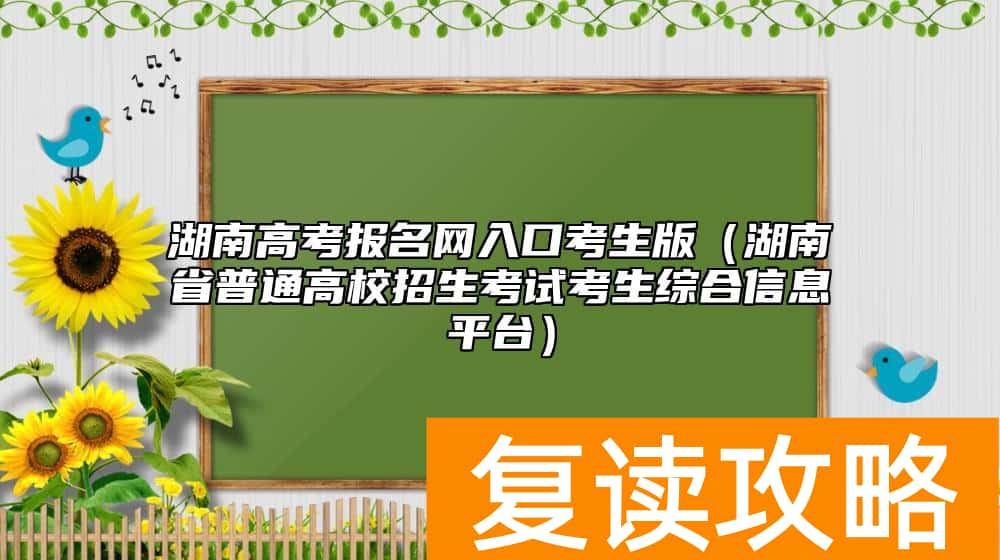 湖南高考报名网入口考生版（湖南省普通高校招生考试考生综合信息平台）