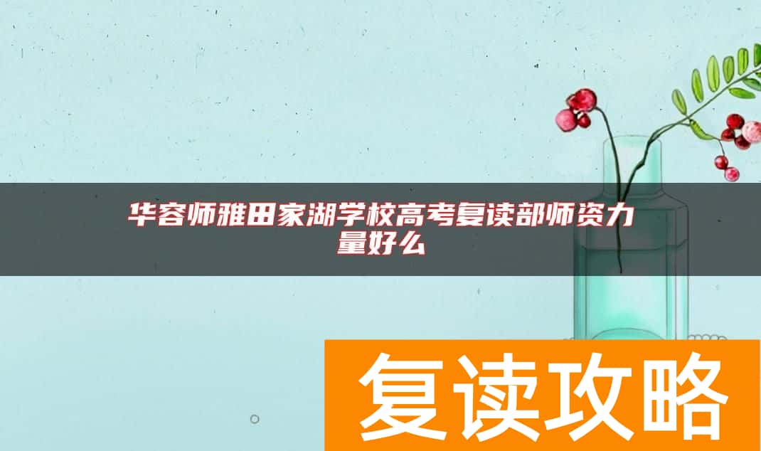 华容师雅田家湖学校高考复读部师资力量好么