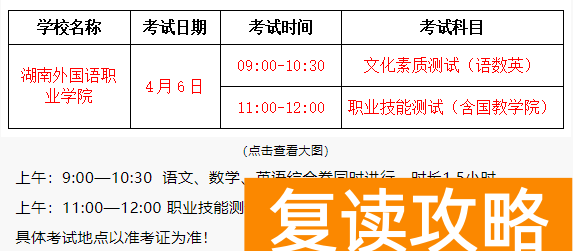 湖南外国语职业学院2025年单招二志愿考试安排