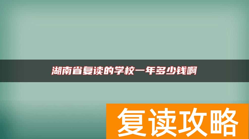 湖南省复读的学校一年多少钱啊