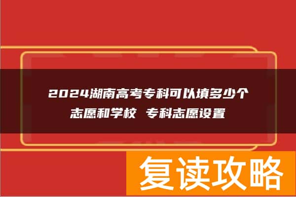 2024湖南高考专科可以填多少个志愿和学校 专科志愿设置