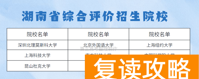 2023年面向湖南综合评价招生院校名单汇总