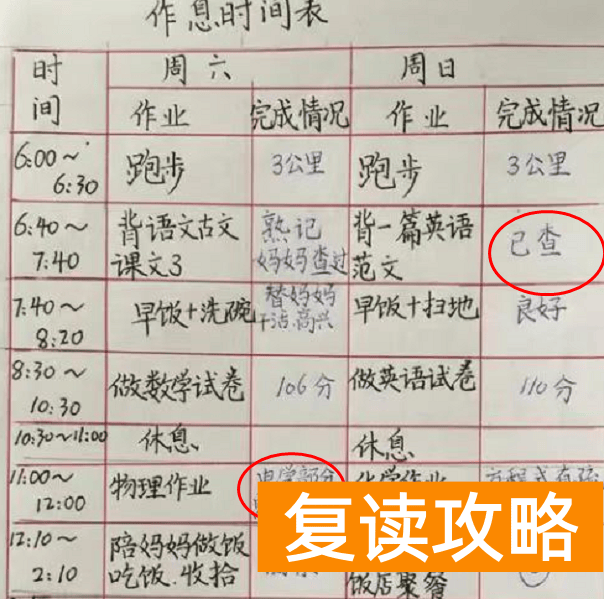 高考逆袭计划和冲刺功略 高考学霸“冲刺计划表”