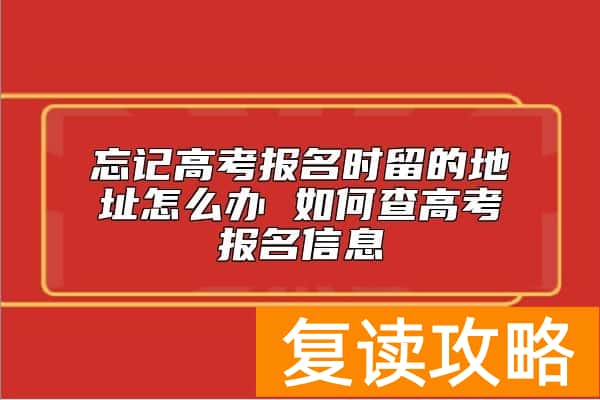 忘记高考报名时留的地址怎么办 如何查高考报名信息