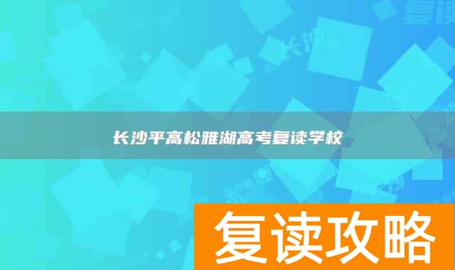 长沙平高松雅湖高考复读学校