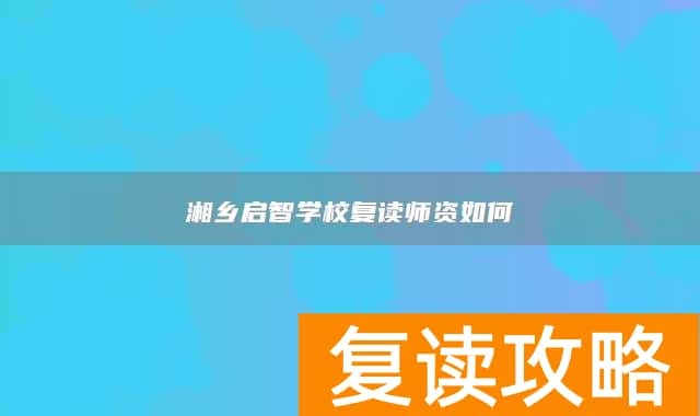 湘乡启智学校复读师资如何