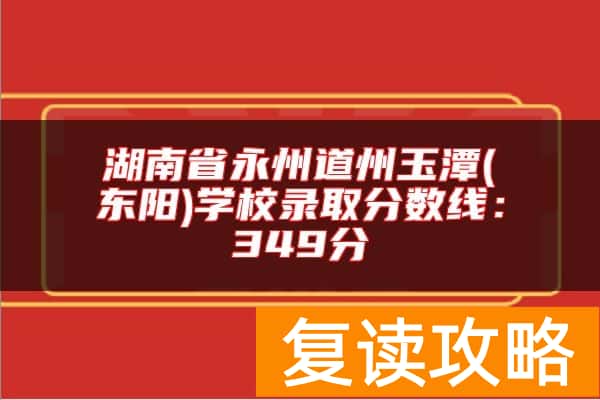 湖南省永州道州玉潭(东阳)学校录取分数线：349分