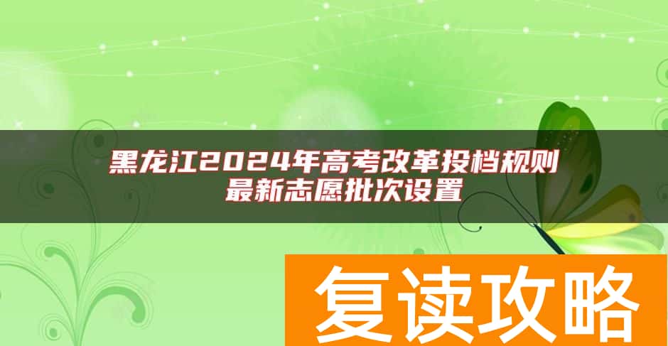 黑龙江2024年高考改革投档规则 最新志愿批次设置