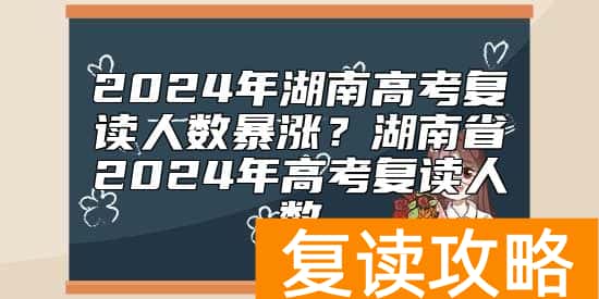 2024年湖南高考复读人数暴涨？湖南省2024年高考复读人数