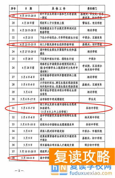 长沙中考的一些关键时间已经公布