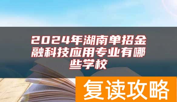 2024年湖南单招金融科技应用专业有哪些学校