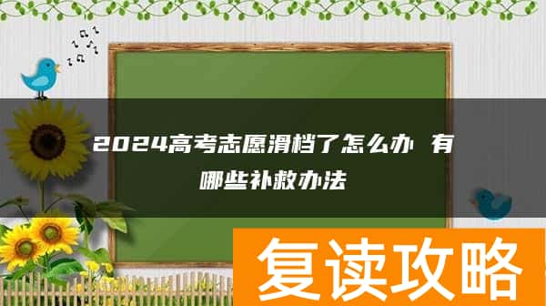 2024高考志愿滑档了怎么办 有哪些补救办法