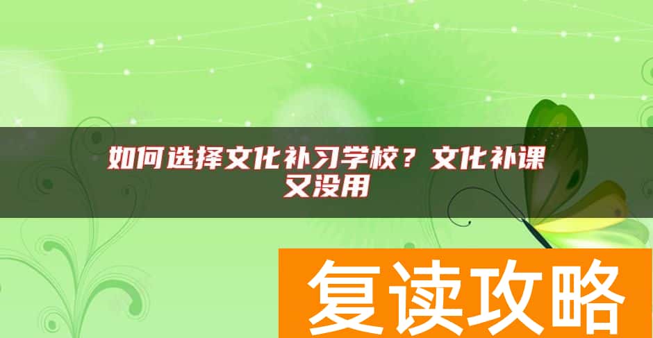 如何选择文化补习学校？文化补课又没用
