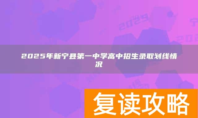 2025年新宁县第一中学高中招生录取划线情况