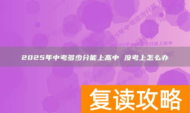 2025年中考多少分能上高中 没考上怎么办