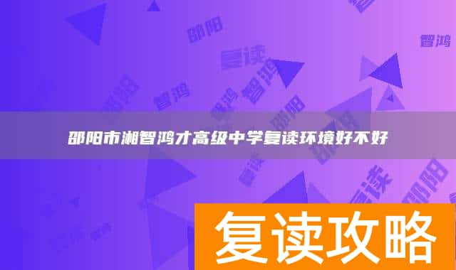 邵阳市湘智鸿才高级中学复读环境好不好