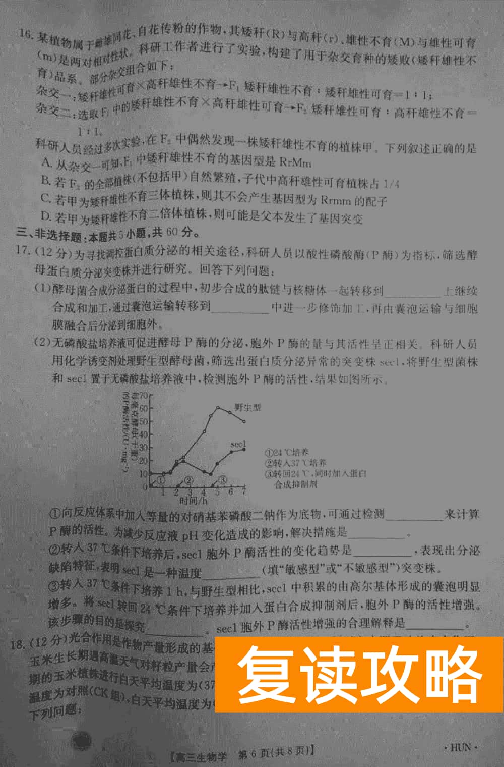 湖南衡阳金太阳2024届高三11月期中考生物试题及答案