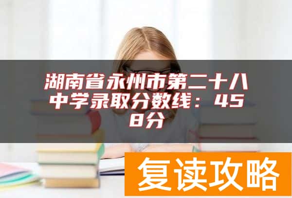 湖南省永州市第二十八中学录取分数线：458分