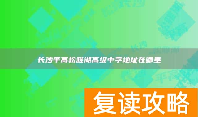 长沙平高松雅湖高级中学地址在哪里