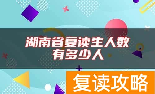 湖南省复读生人数有多少人