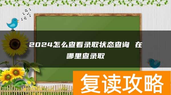 2024怎么查看录取状态查询 在哪里查录取