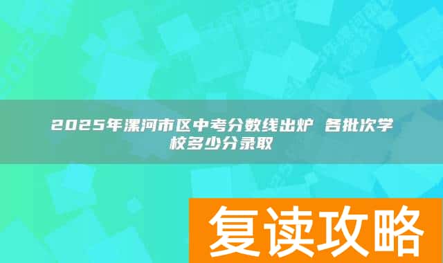 2025年漯河市区中考分数线出炉 各批次学校多少分录取
